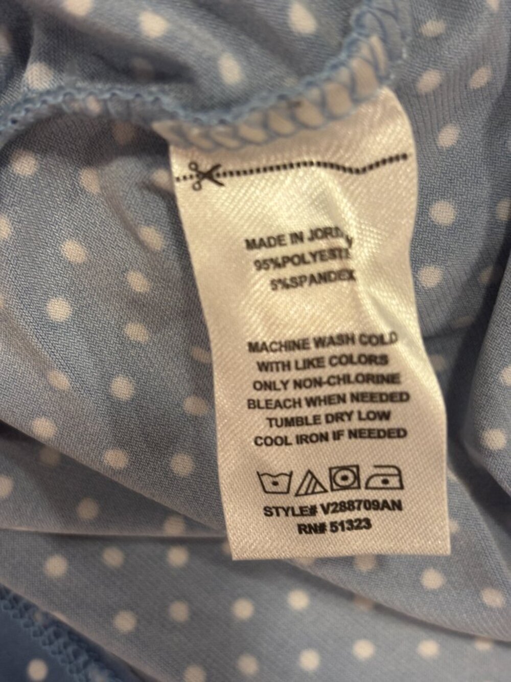 Vince Camuto Blue Polka Dot Ring Detail Top Size XL Like New - Picture 5 of 5